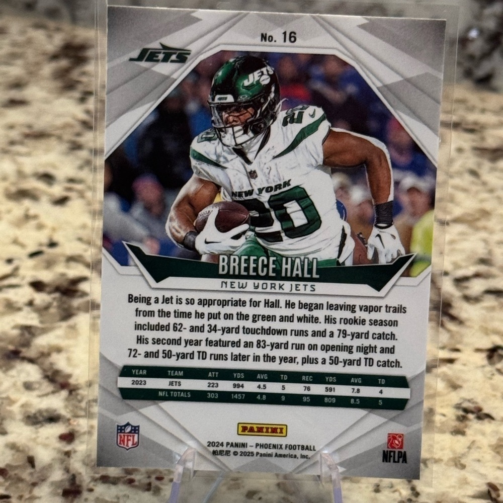 2024 Breece Hall Silver Laser Panini Phoenix Prizm Card in mint condition - Picture 2 of 2